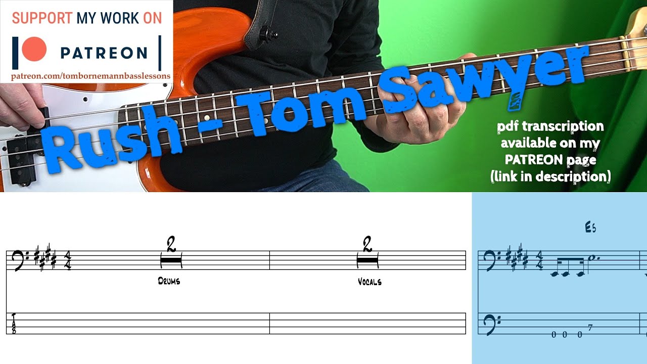 Rush - Tom Sawyer (Bass cover with tabs)