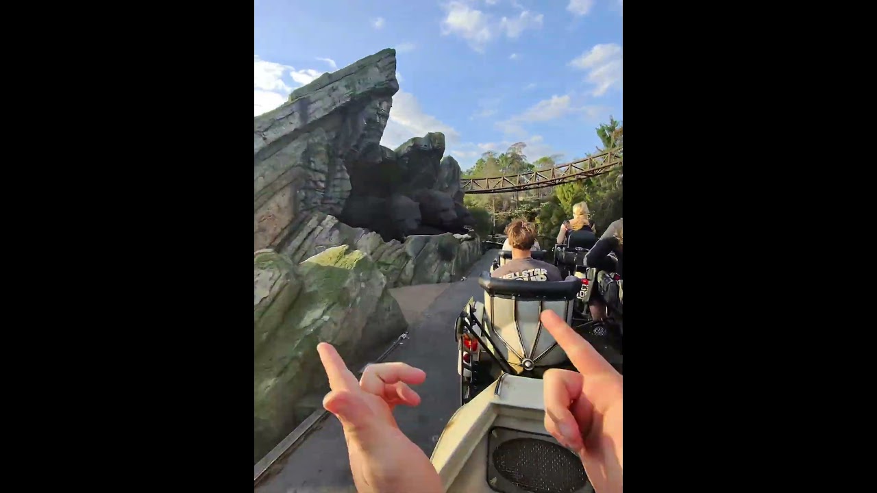 Веселимся на аттракционе "Мотоцикл Хагрида" в Universal Studios на Рождество.