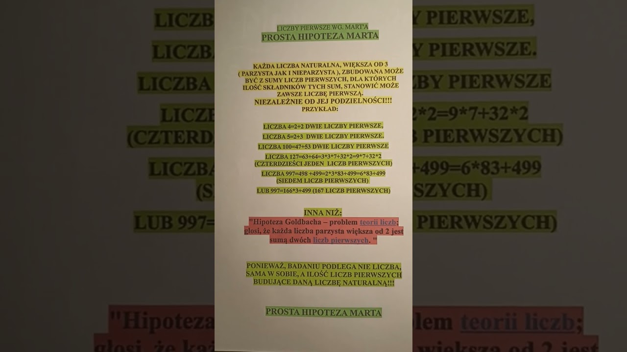 PROSTA HIPOTEZA MART'A. SUMA LICZB PIERWSZYCH.