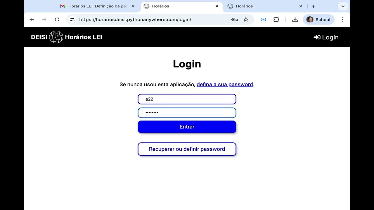 App Escolhe o teu Horario para LEI