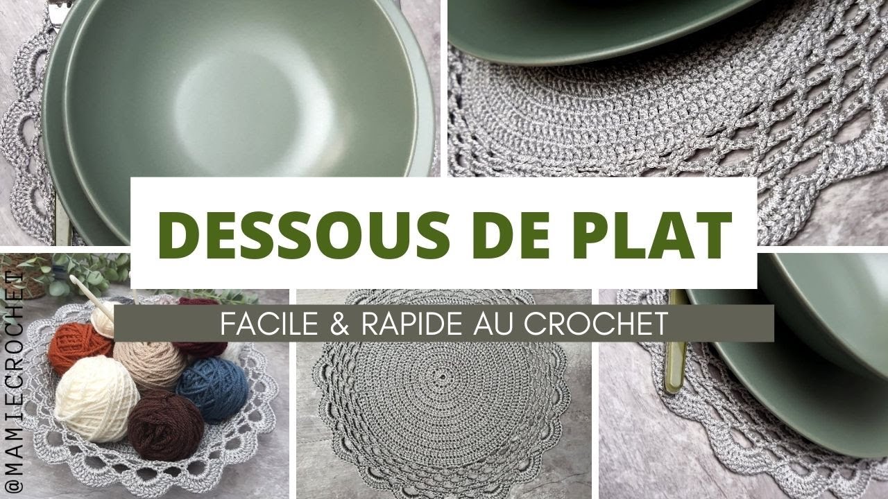 Comment faire UN DESSOUS DE PLAT  D'ASSIETTE NAPPERON AU CROCHET Tuto PAS A PAS #mamiecrochet