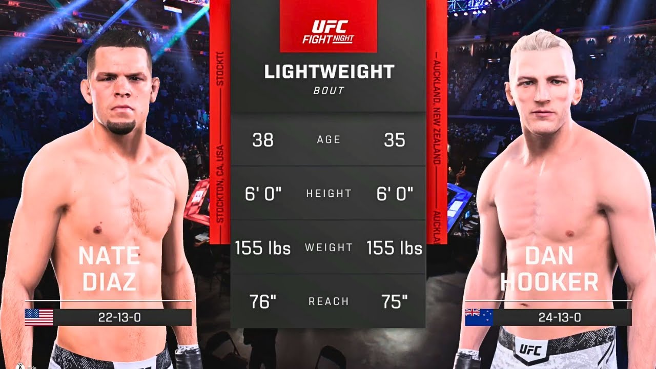 Nate Diaz vs Dan Hooker FULL FIGHT | UFC 5 AI Simulation Gameplay (CPU vs CPU)