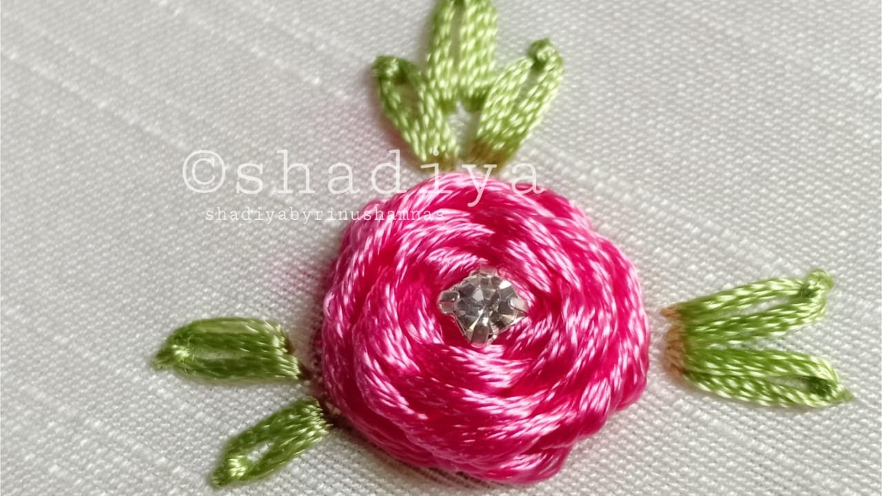 hand embroidery woven rose/spider web rose with silk thread|woven rose tutorial with silk thread