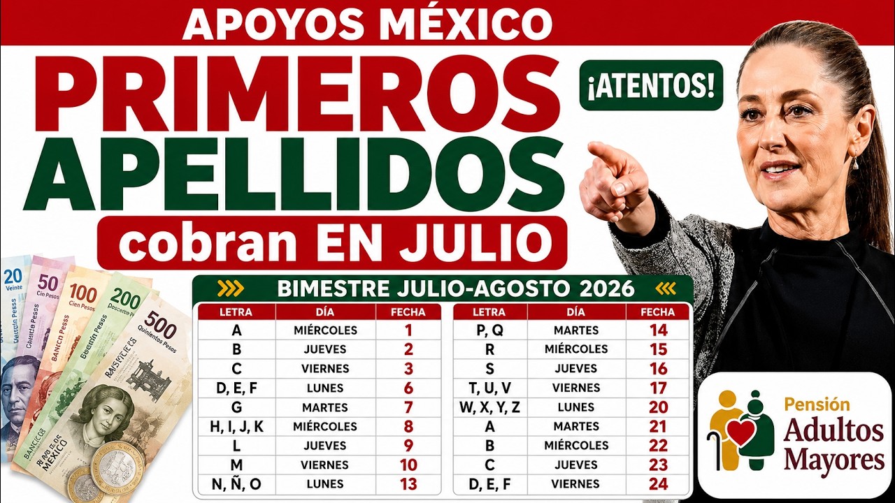 📆 Fecha de PAGO Pensi&oacute;n JULIO 2026 Adultos Mayores D&iacute;a de Dep&oacute;sito 🔔