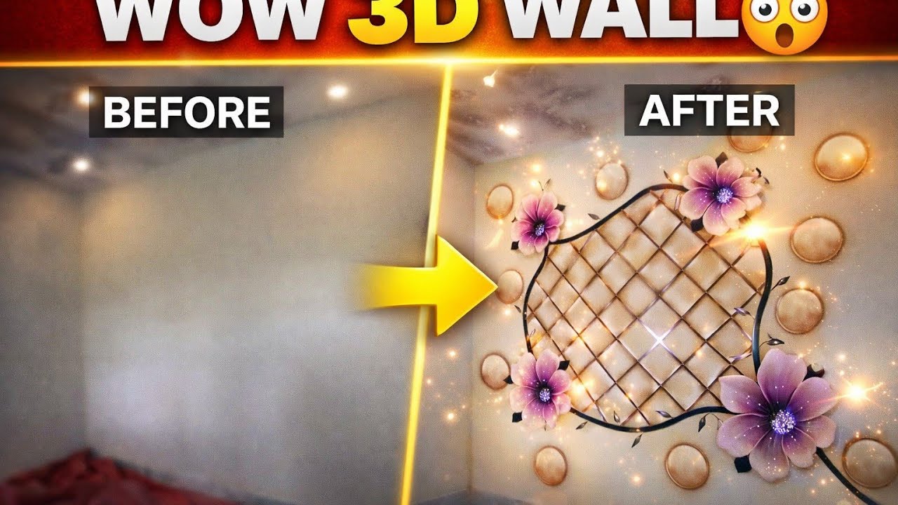 Simple Wall to 3D Art Transformation! Amazing Wall Painting Step by Step