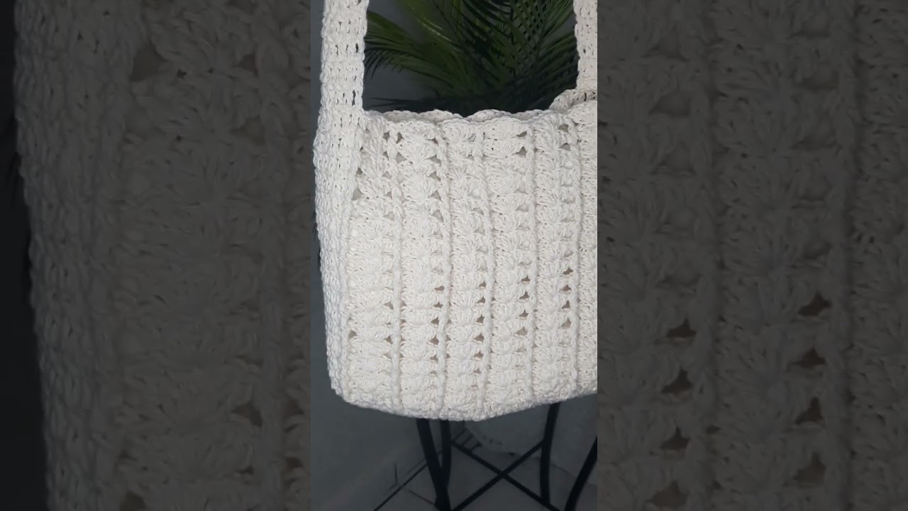 Bolsa de croche feita com Barbante Simples f&aacute;cil e r&aacute;pida de fazer Passo a passo #shorts