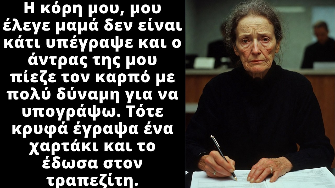 Η κόρη μου, μου είπε να υπογράψω και ο άντρας της μου πίεζε το χέρι