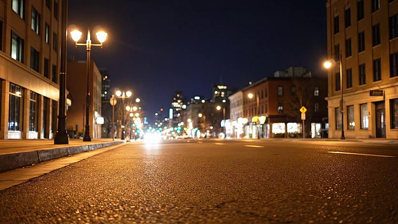 Late Evening City Night Ambience with Peaceful Urban Calm