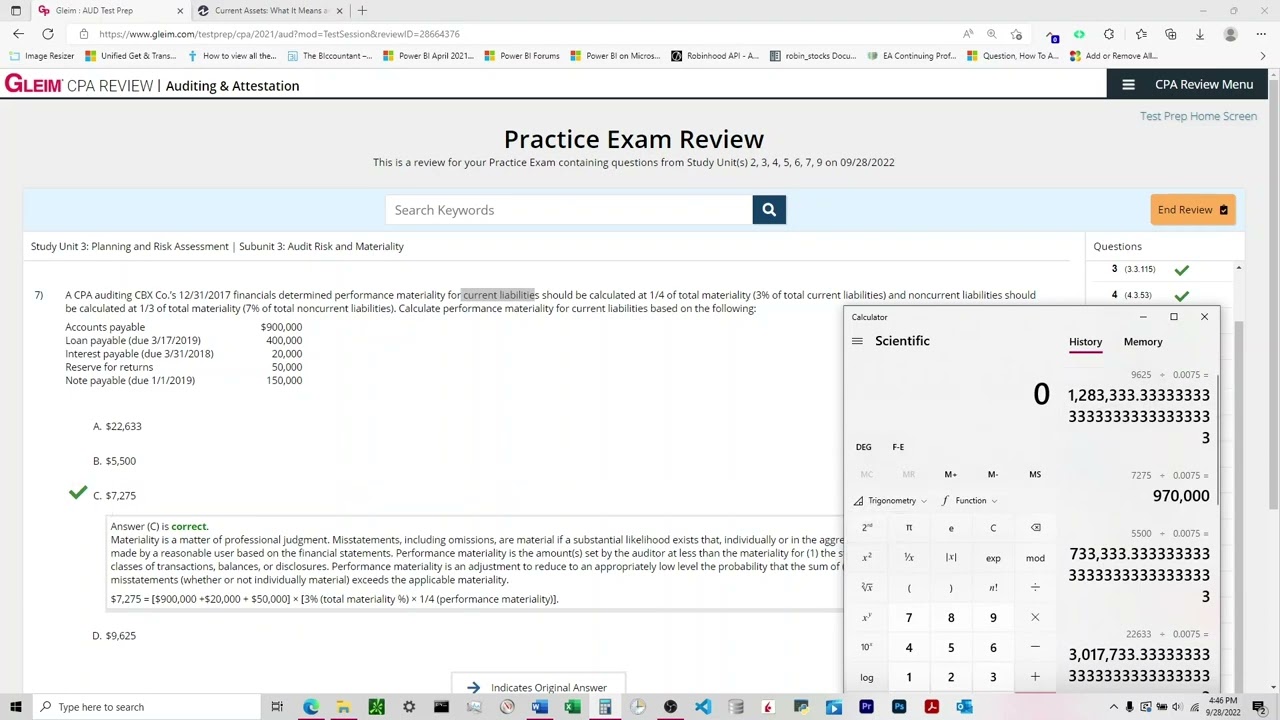 How to Solve Performance Materiality Questions on AUD Portion of CPA Exam