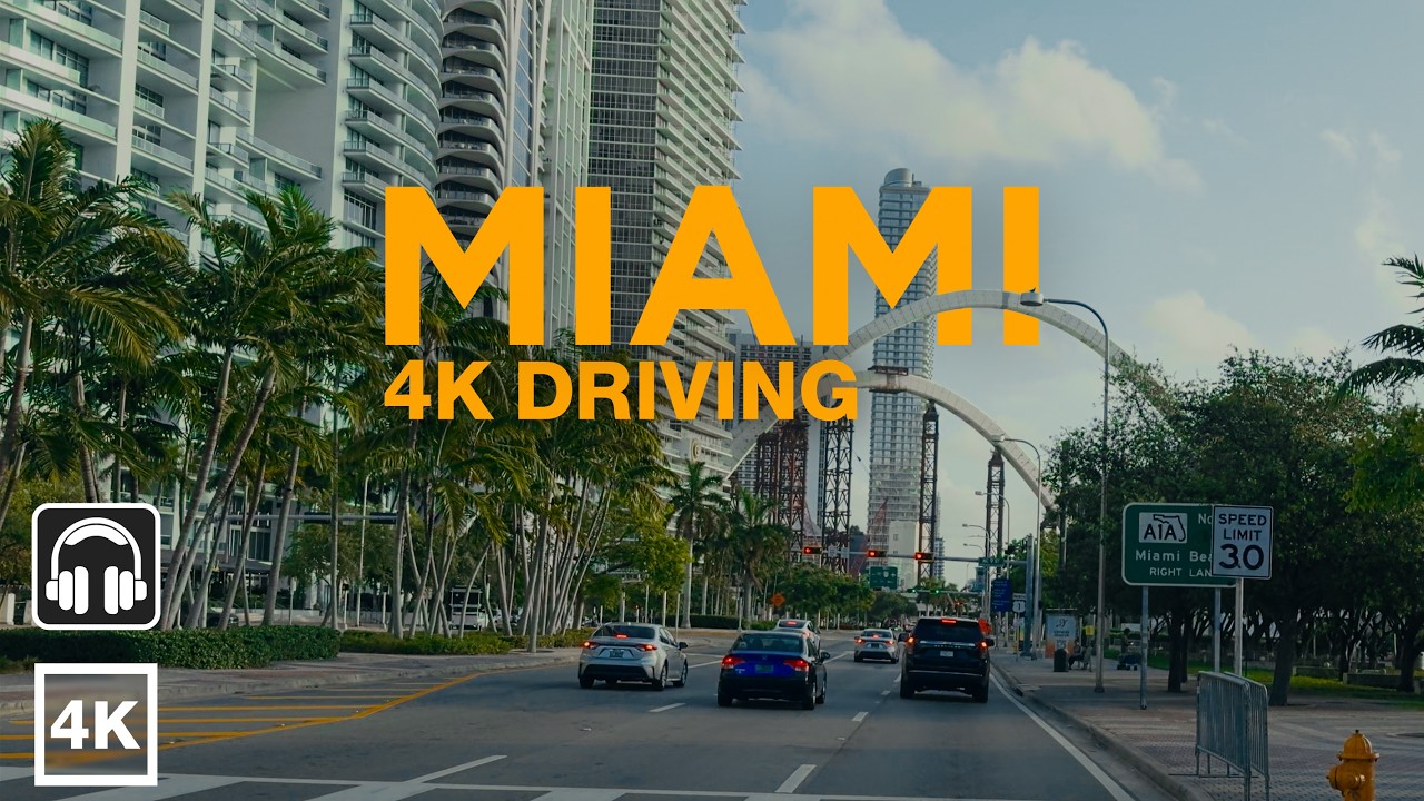 Miami Vibes. Relaxing Drive Through Iconic City Streets [4K]