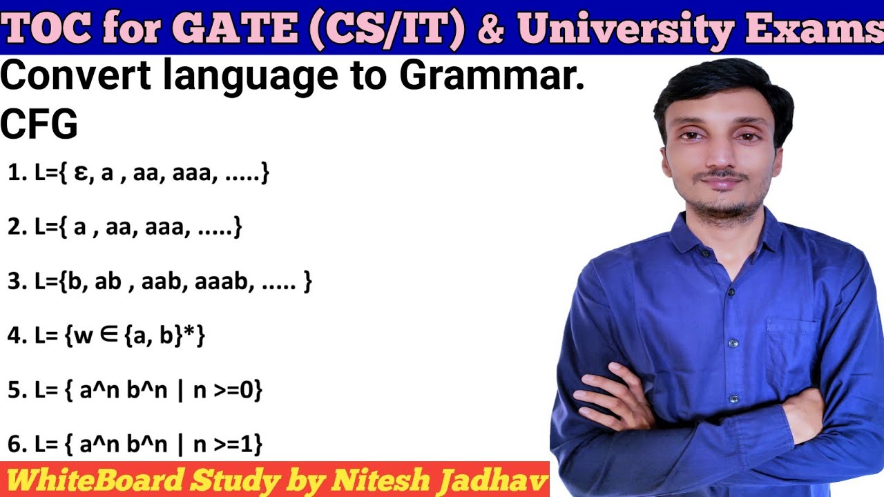 Convert Context free Language to Context free Grammar | CFL to CFG | cfg for a^nb^n | TOC