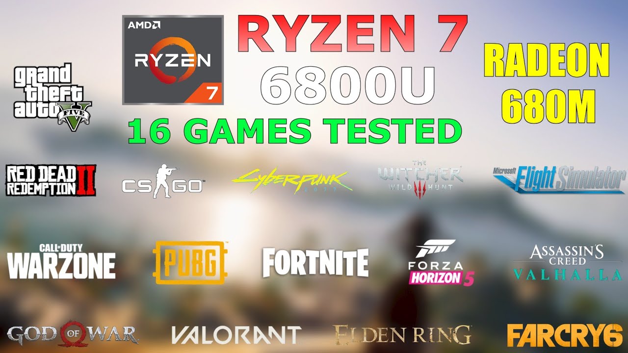 Ryzen 7 6800U - Radeon 680M (RDNA 2) - Test in 16 Games in 2022