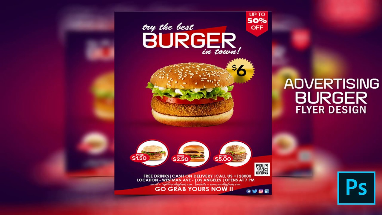 Advertising Burger Flyer Design in Photoshop