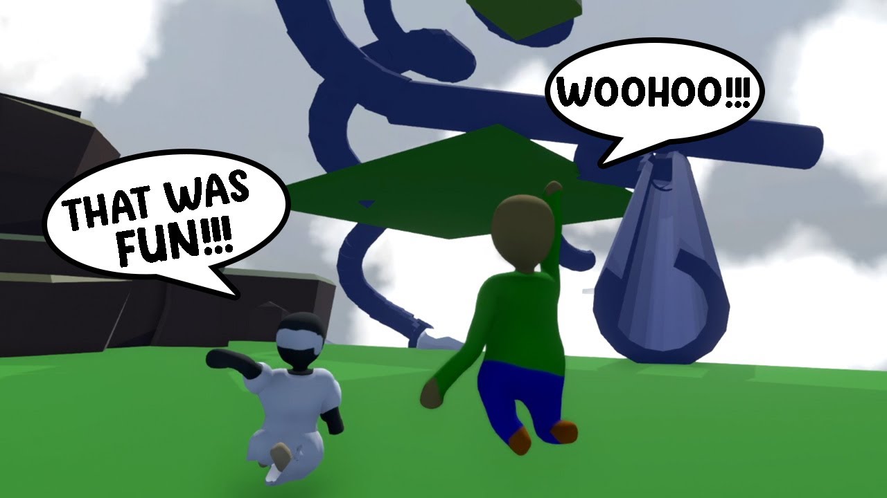 BALDI AND GRANNY GOING ON A GIANT SLIDES in HUMAN FALL FLAT
