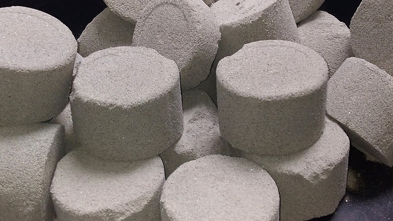 ASMR - Soft dusty Fine Sand Cement blocks crunchy crumbles in water 💦