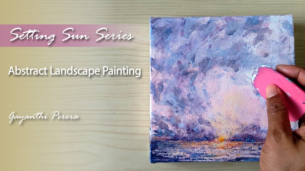 Paint an Abstract Setting Sun - Silicone Scraper and Palette Knife |Speed Painting |Gayanthi Perera