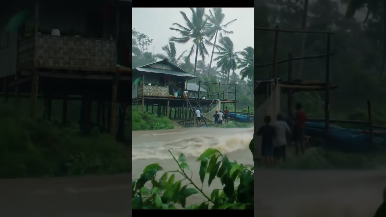 A massive flood hit the village, but residents remained in their stilt houses.#rural#village#nature