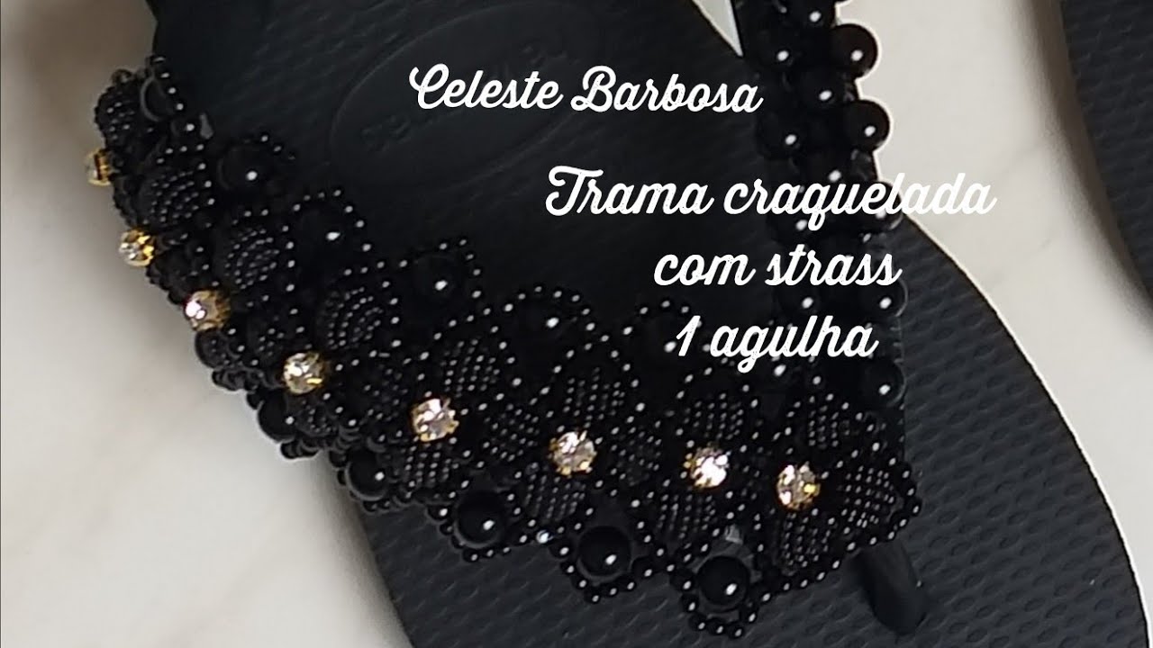 Trama craquelada com strass com 1 agulha