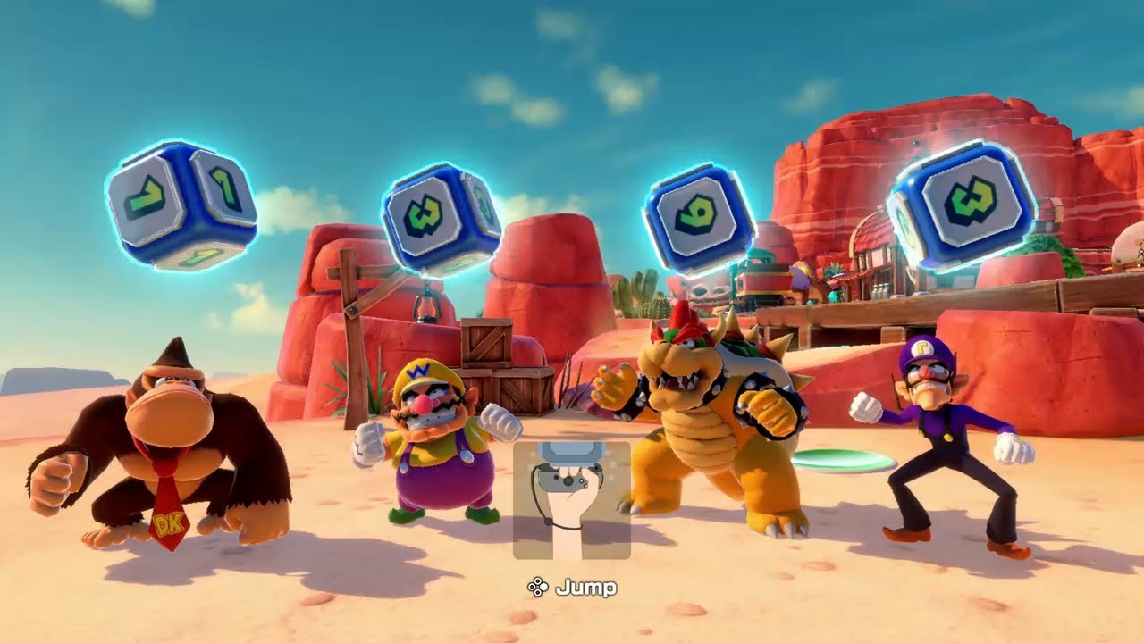 Super Mario Party Jamboree Western Land Donkey Kong vs Wario , Bowser & Waluigi