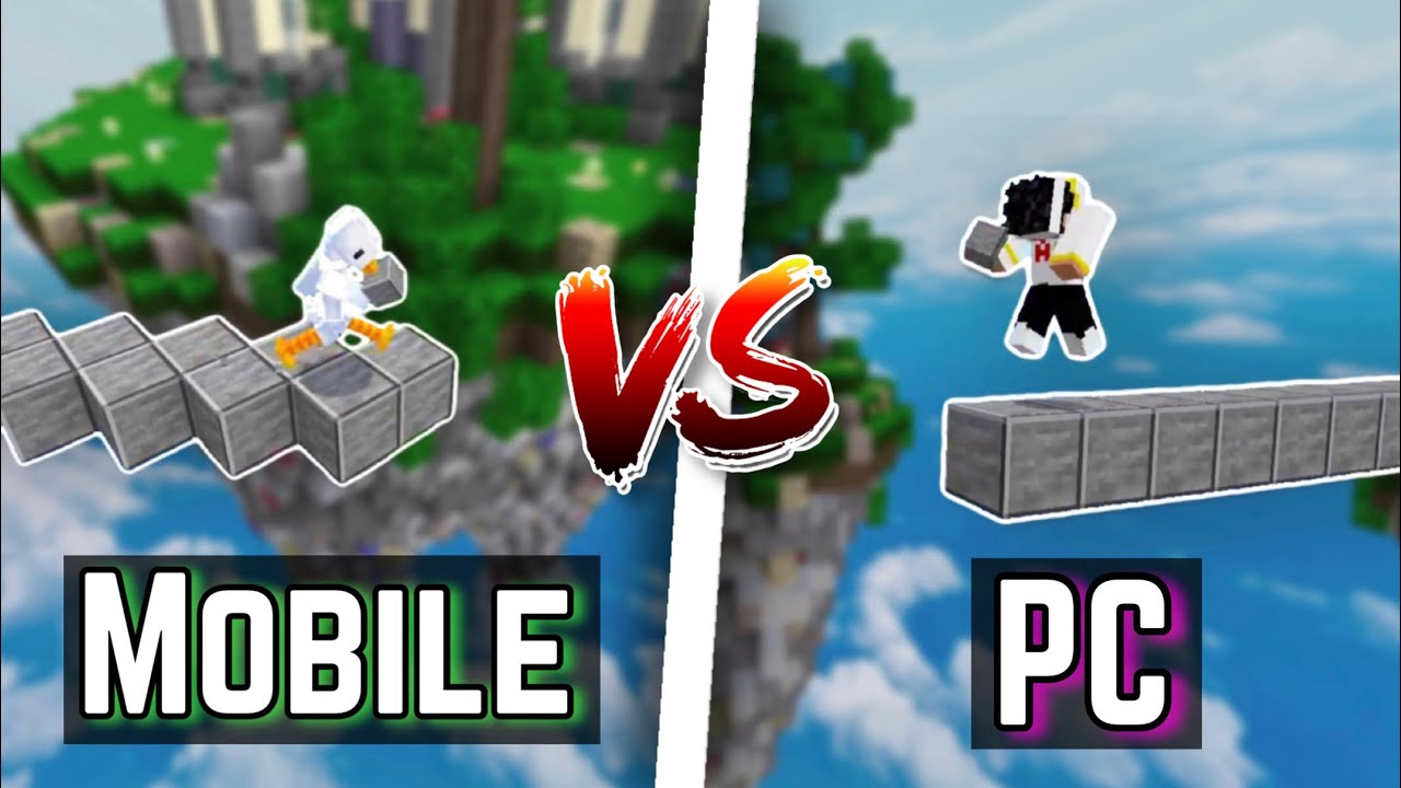 Can a MOBILE Player BEAT a PC Player in Minecraft Skywars...