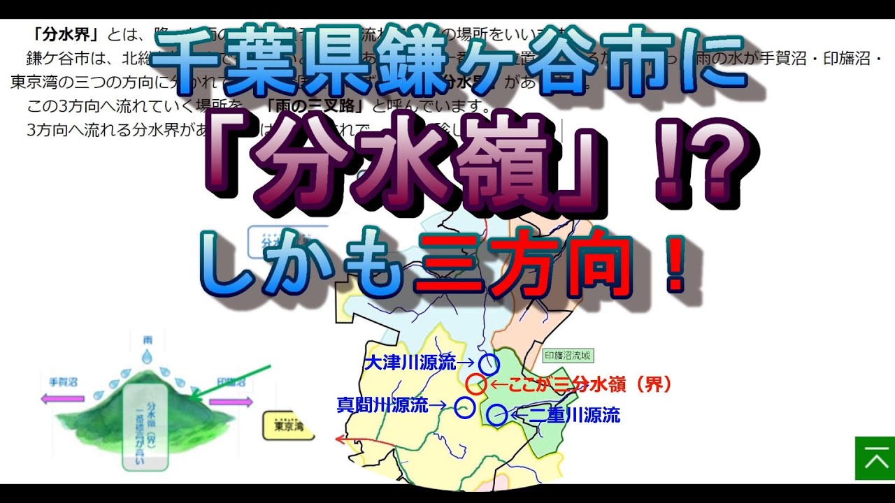 世にも珍しい分水嶺（界）千葉県鎌ケ谷市
