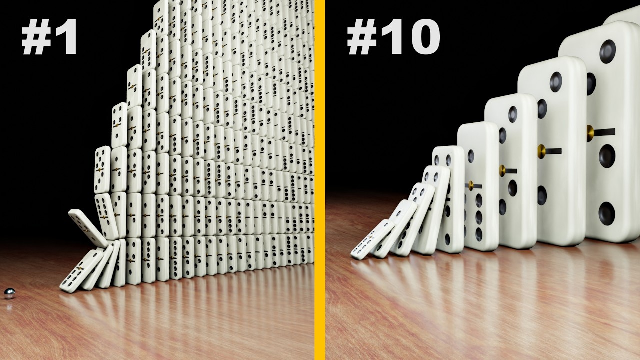 33 Creative Domino Tricks Simulated in 3D