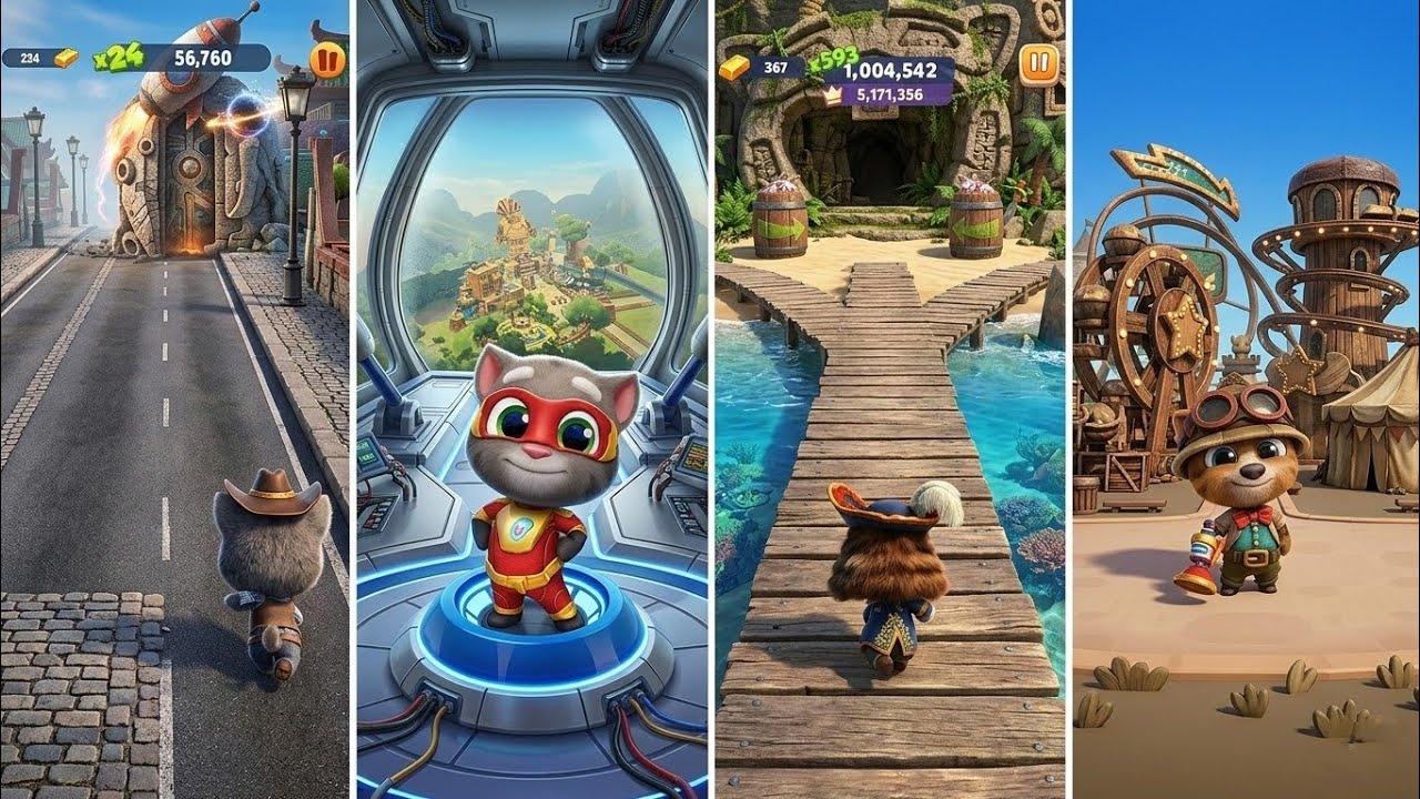 Talking Tom Gold Run,Talking Tom Hero Dash,Talking Tom Time Rush,Talking Tom Blast Park