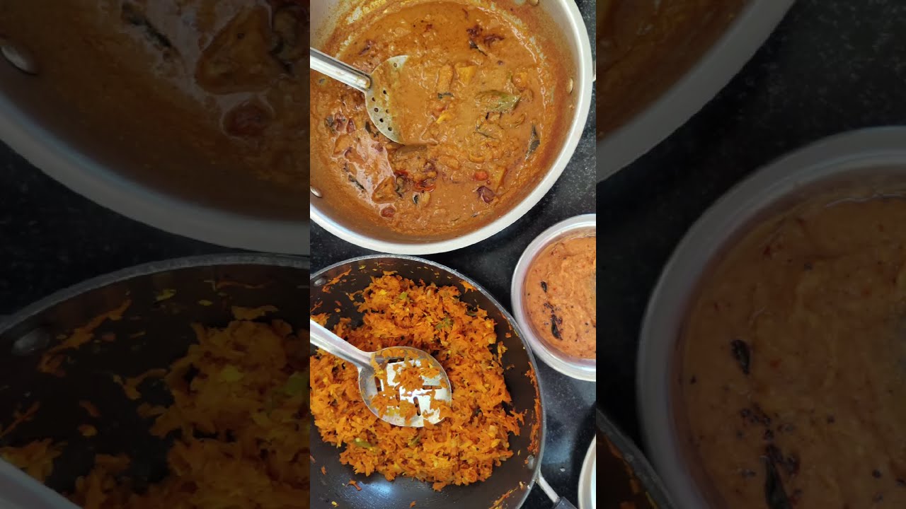 Spicy Karuvadu curry with simple carrot poriyal combo 😋🥕