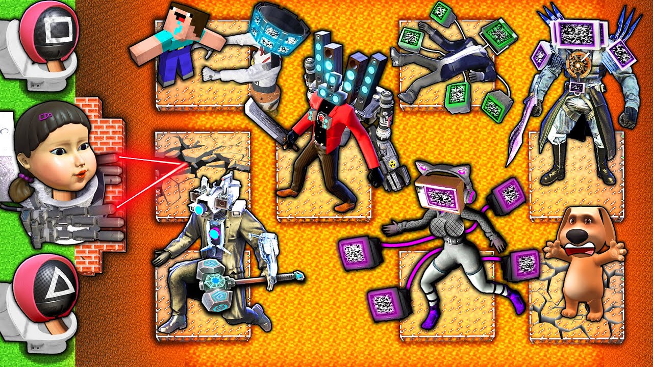 SQUID GAME of SKIBIDI TOILET vs SPEAKER & CAMERA & TV MAN TITAN and TV WOMAN in MINECRAFT animation