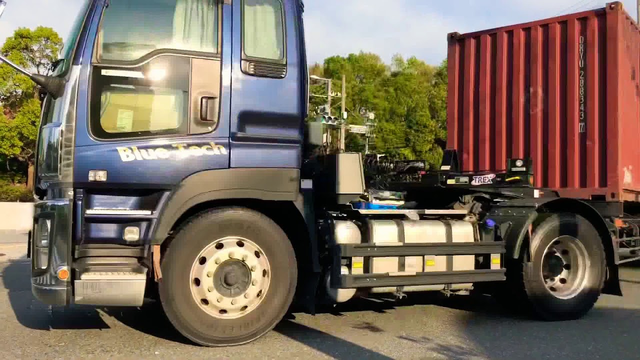 トレーラー コンテナトレーラーの走る景色 トラック はたらくくるま　container truck