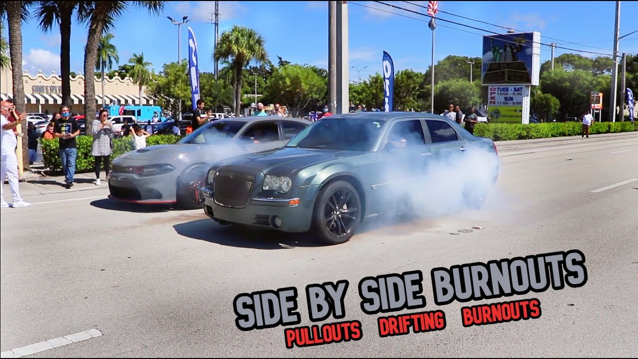 BEST CARS & COFFEE EXITS YET! Massive Burnouts & Pullouts leaving show! - Cars & Coffee Palm Beach