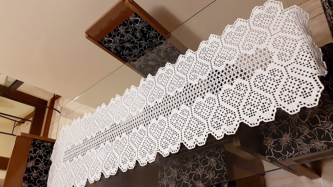 Caminho de Mesa Corações em Elos  Parte 1 #crochefile