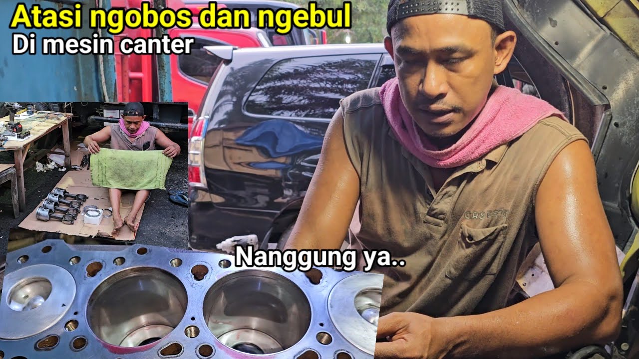 Atasi mesin canter ngebul dan ngobos |Cara ganti Ring piston canter