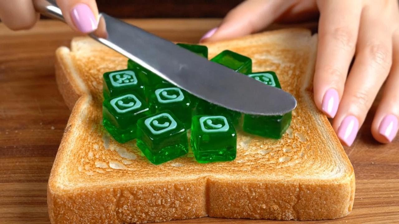 Ultra Satisfying AI ASMR Glass Fruits Cutting & Social Logos Spreading on Toast | Relaxing Sounds