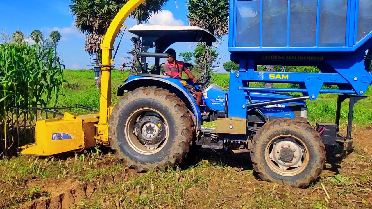 Multi crop chopper usages & performance | Sonalika Worldtrac 90 Rx 4wd | Corn silage | SAM