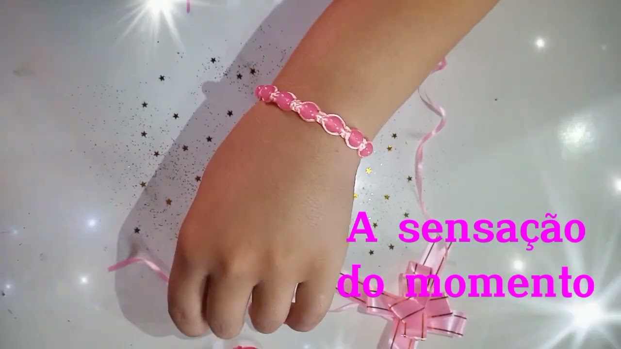 Pulseiras tendencia pink rosa/pulseira macrame rosa /@mariasbijus