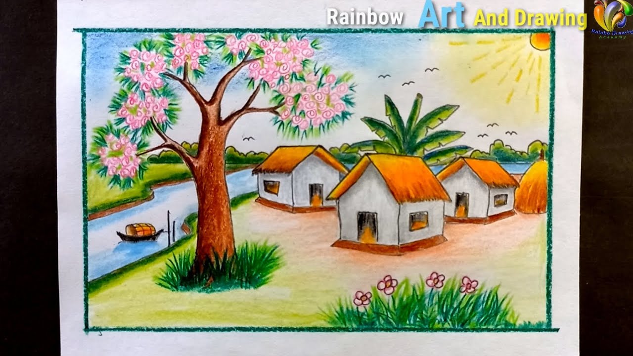 বসন্তকালের দৃশ্য 🌸 Spring season scenery drawing 🌸 Drawing and Painting 🌸