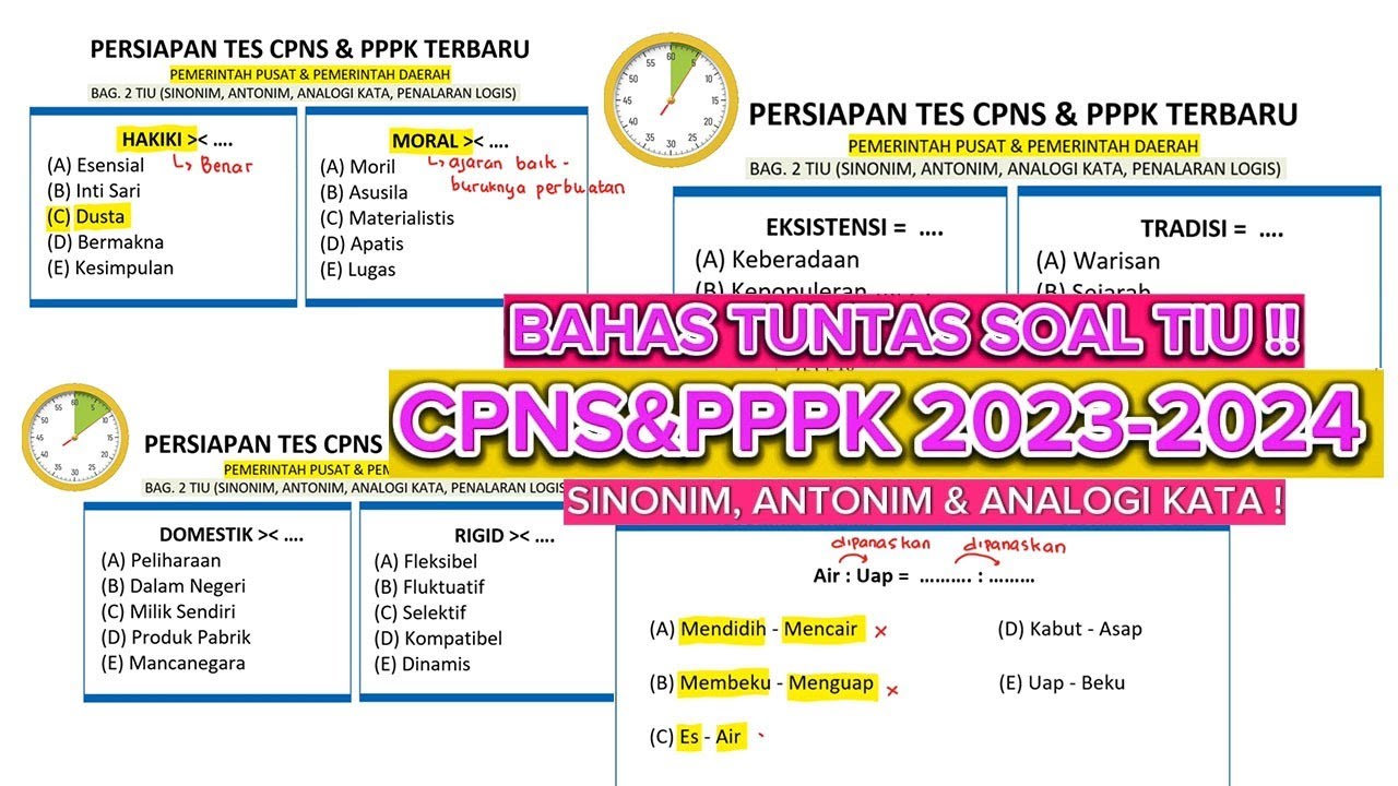 [CPNS&PPPK 2023/2024] 28 SOAL TIU YG TIPENYA SRING MUNCUL:SINONIM, ANTONIM & ANALOGI KATA #cpns#pppk