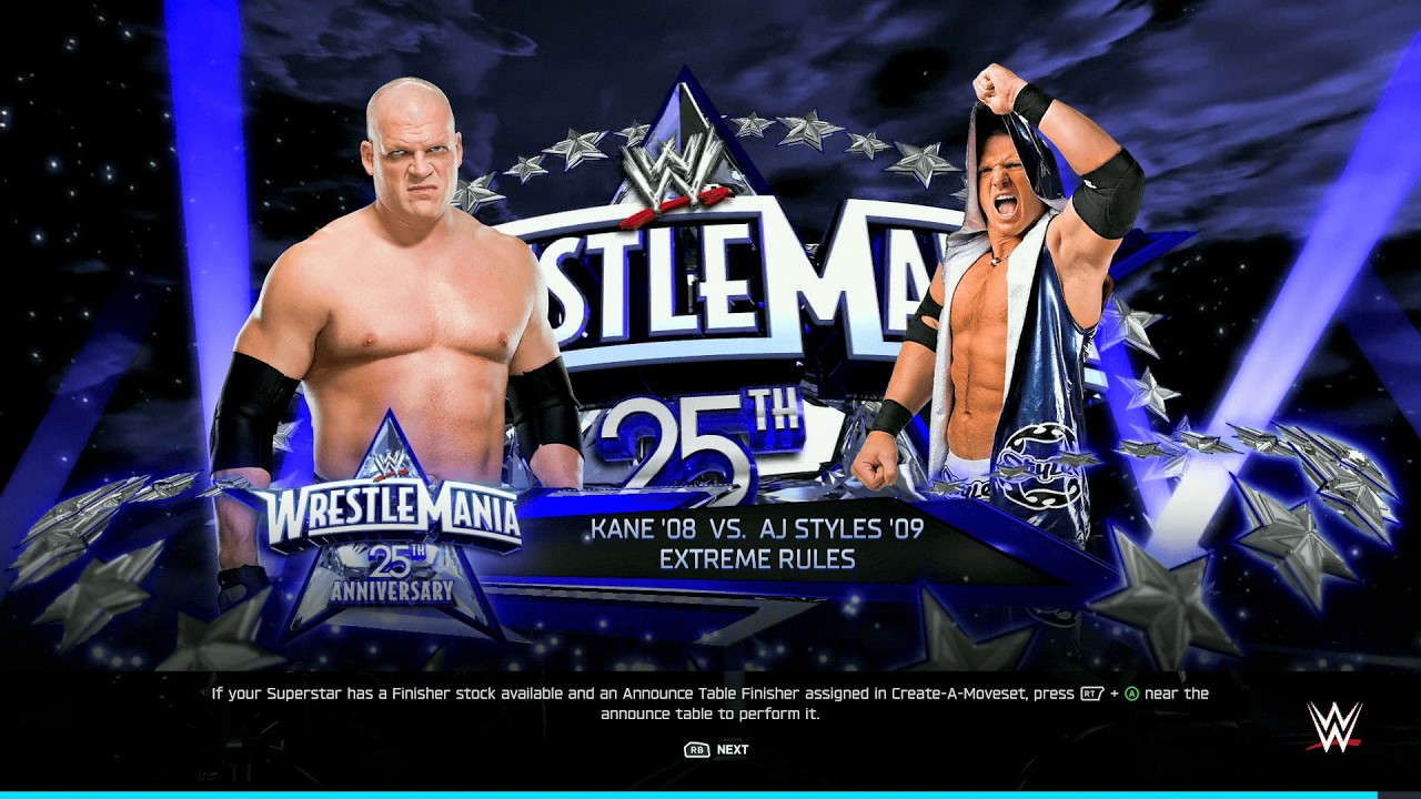 WWE 2K25 — Kane vs. AJ Styles — Monster vs. Phenomenal One Extreme Rules Match