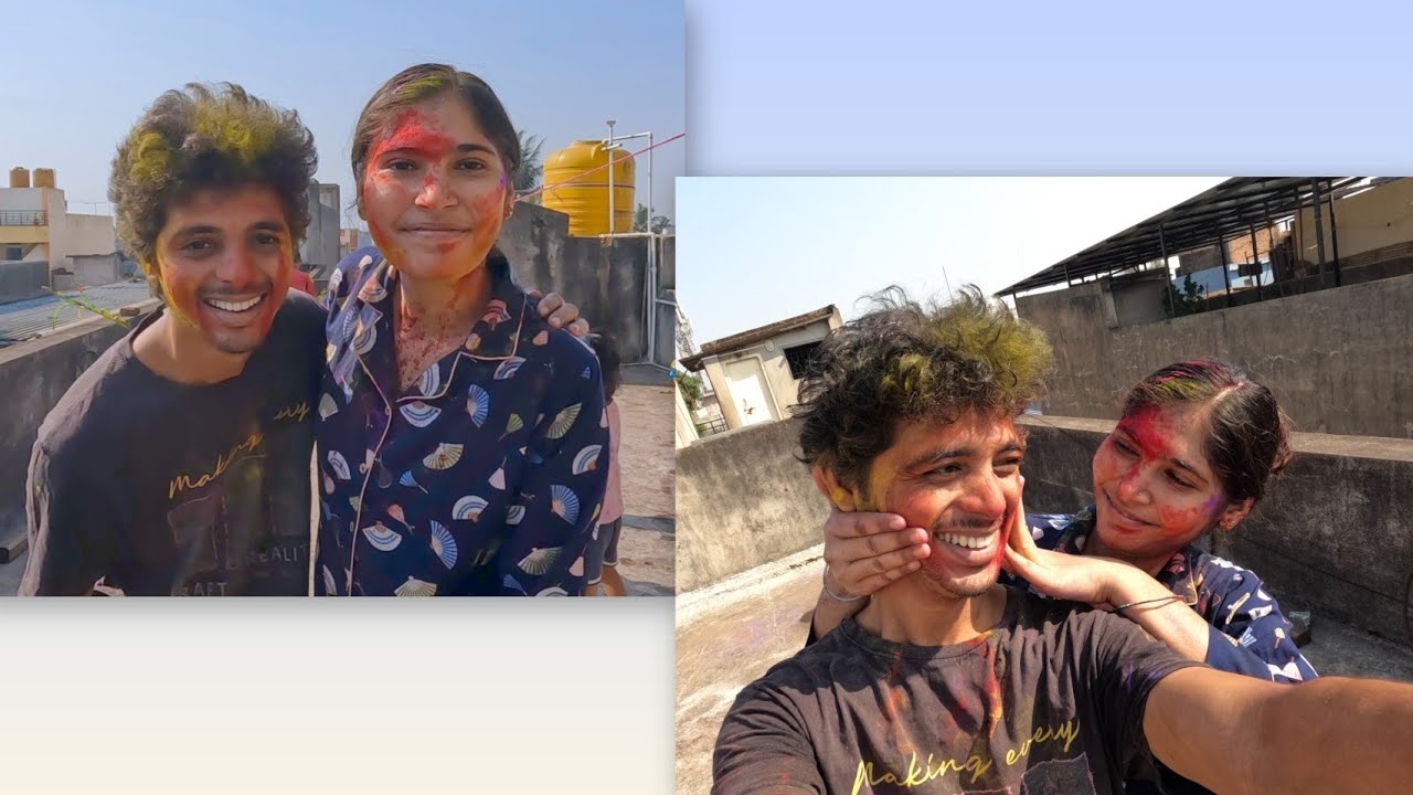 Happy holi🫟 ಎಲ್ಲರಿಗೂ❤️ ನಮ್ಮ ಕಡೆ ಹೇಗಿದೆ ನೋಡಿ ಹೋಳಿ ಹಬ್ಬ ನೀವು ಹೀಗೆ ಆಡ್ತೀರಾ😄 #couplevlog #holivlog #vlog