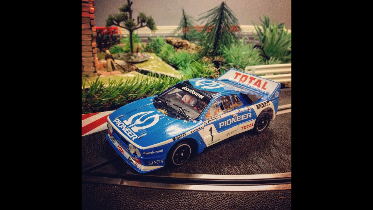 Lancia 037 Ninco con chasis 3D en &aacute;ngulo Kilslot.