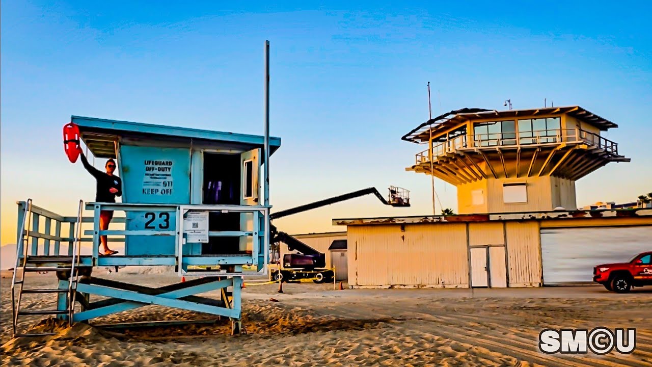 𝗕𝗔𝗬𝗪𝗔𝗧𝗖𝗛 𝗥𝗘𝗧𝗨𝗥𝗡𝗦: Crews Prep Former Lifeguard Headquarters for Filming at Venice Beach