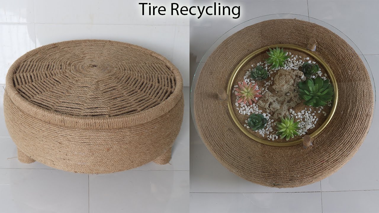 Amazing ! Super Recycling Old Tire into Coffee Table, Jute Craft Ideas