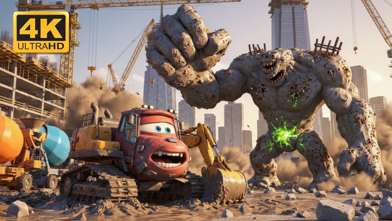 Excavator McQueen vs The Concrete Monster