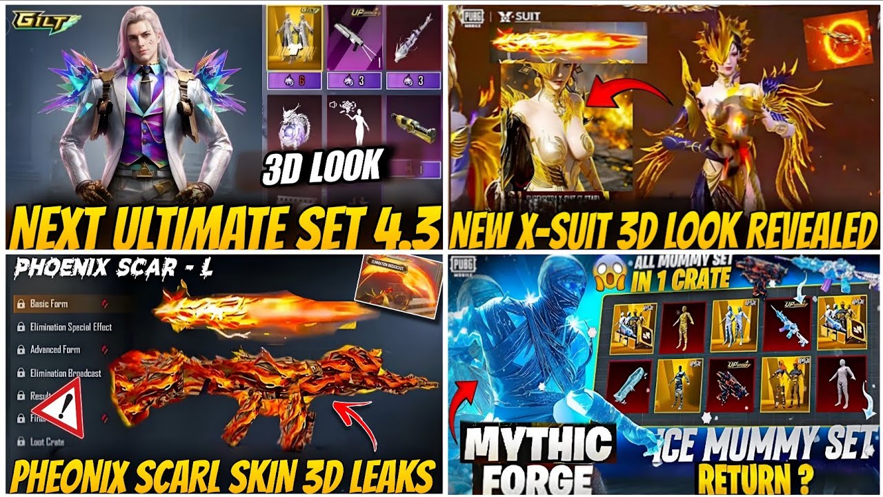 🔴NEXT ULTIMATE SET BGMI 4.3😍| NEW X SUIT 3D LOOK 😱 NEW SCARL SKIN BGMI🔥| MUMMY SET RETURN BGMI DATE?