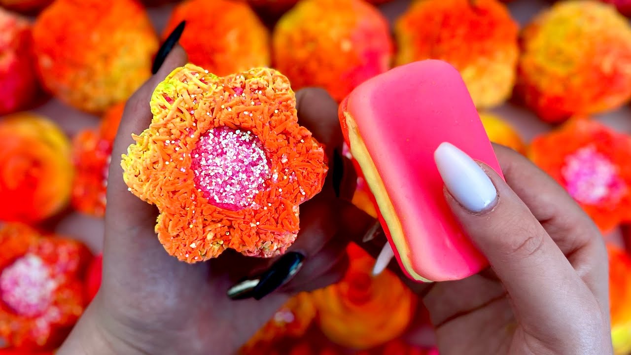 ASMR Crushing soap balls and foam boxes 💛🧡💕 Baking soda 💛🧡💕 Cutting soap cubes 💛🧡💕 Help you sleep 😴