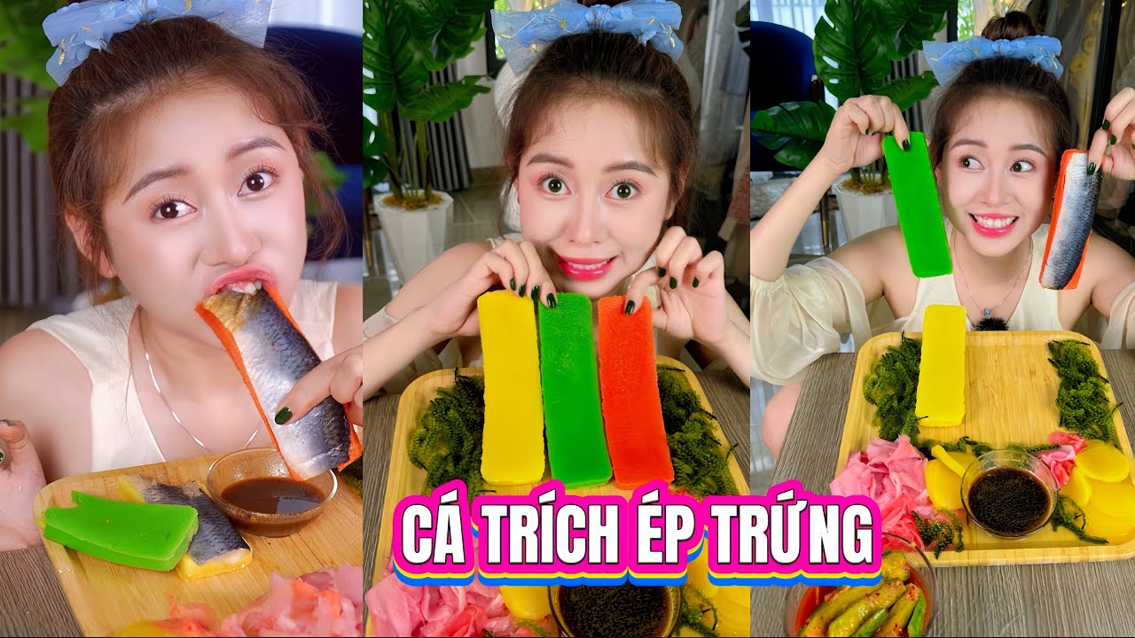 Ăn Nguyên Tảng Cá Trích Ép Trứng Đủ Màu Sắc