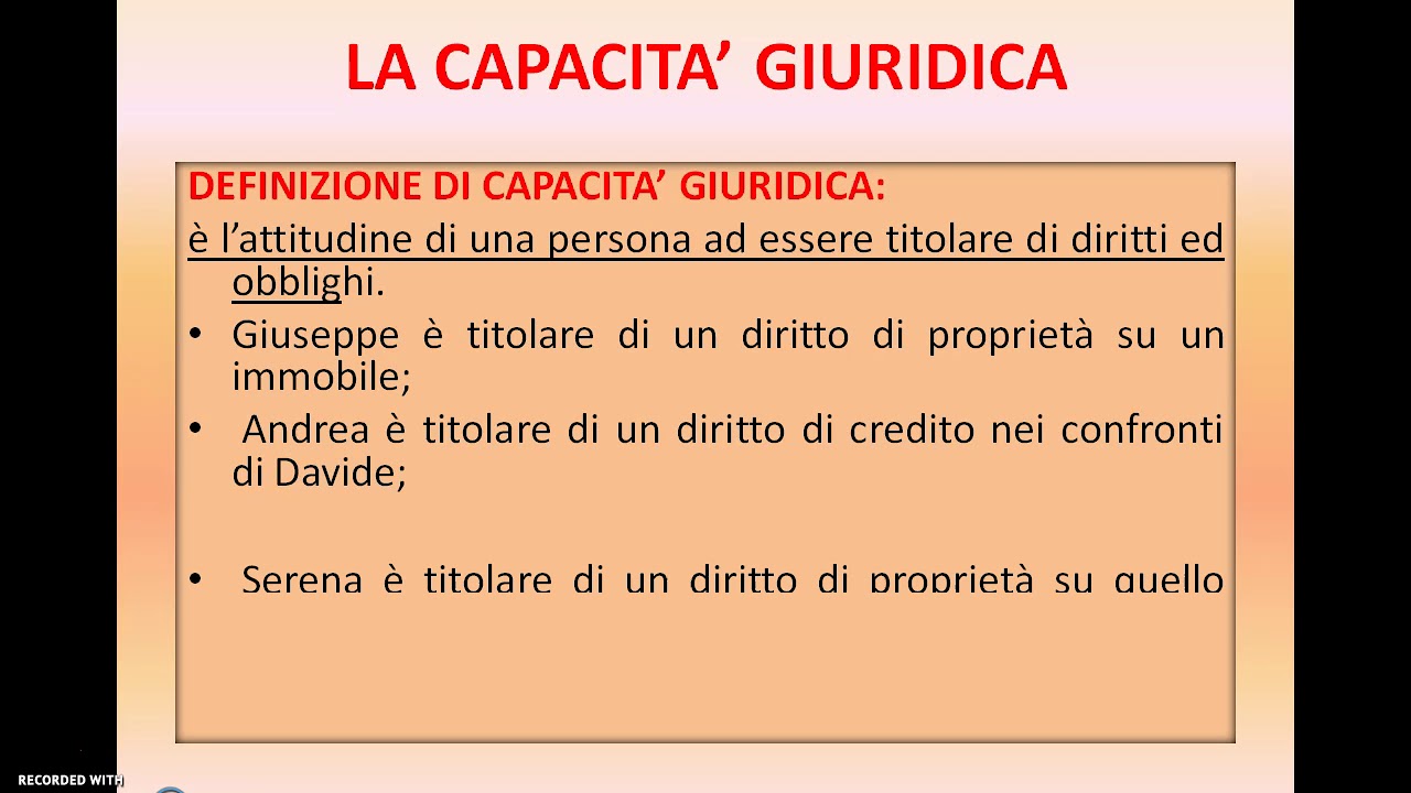 LA CAPACITA' GIURIDICA