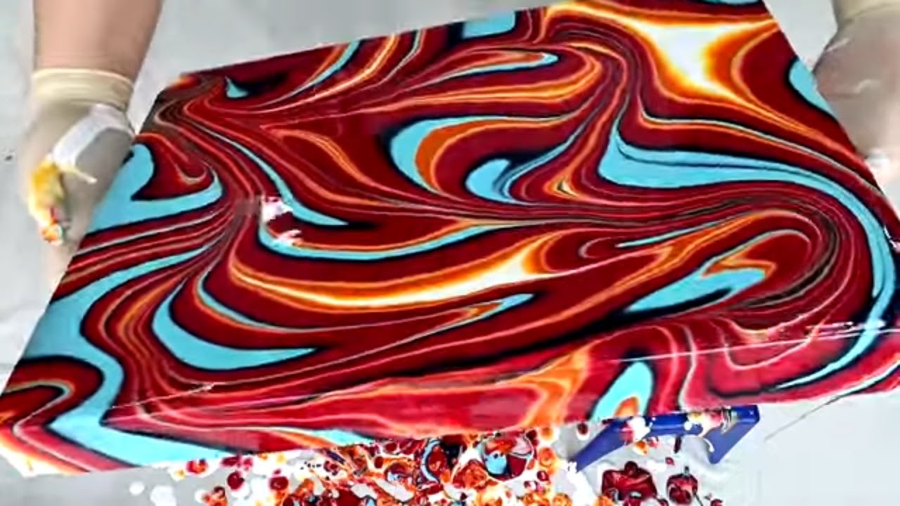 (641) Мраморная заливка ~ Удовлетворяющее текучее искусство ~ Живопись акриловыми красками ~ Совр...