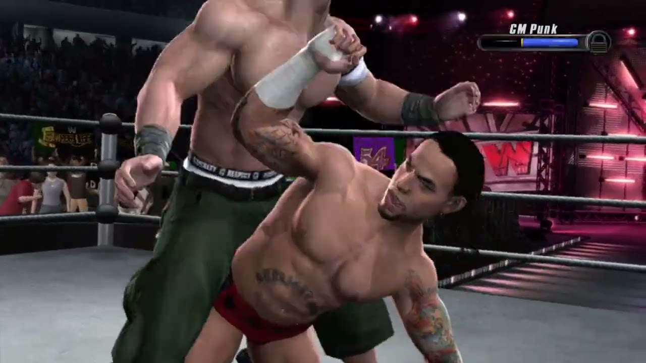 WWE Smackdown vs Raw 2008 - геймплей на XBOX 360 - Джон Сина против Си Эм Панка - матч по правила...